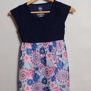 Girls Floral Lace Chiffon Crossover Hi-Lo Dress